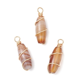 Подвески из натурального полосчатого агата с медной проволокой, рисовые прелести, верблюжие