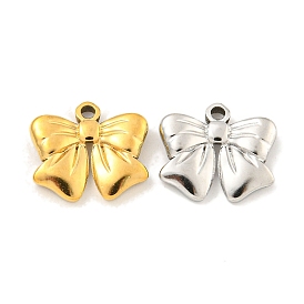 Ion Plating(IP) 304 Stainless Steel Charms, Bowknot Charm