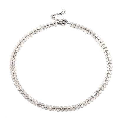 304 Stainless Steel Cobs Chain Necklaces, with Heart Link Chain Extender and Lobster Claw Clasps