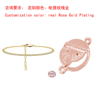 Clear Cubic Zirconia Tennis Bracelets, 925 Sterling Silver Paperclip Chains Bracelet, with S925 Stamp