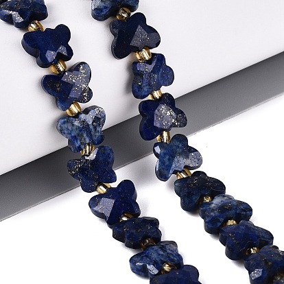 Lapis-lazuli naturelles teints perles brins, papillon, avec des perles de rocaille