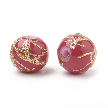 Drawbench Glass Beads, Round, Spray Painted Style
