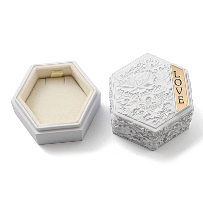 Embossed Hexagon Plastic Pendant Necklace Storage Boxes, with Sponge