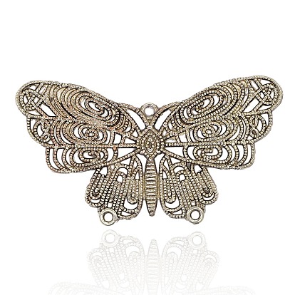 De style tibétain liens alliage de papillon, 58x31x2.5mm, Trou: 1mm