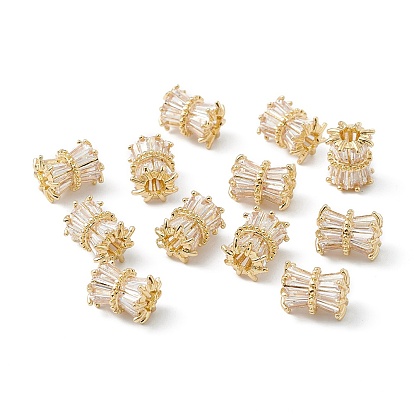 Brass Beads, with Glass Crystal Rhinestone, Long-Lasting Plated, Drum