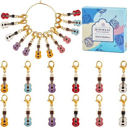 24 шт. 6 цвета, эмалированные подвески из гитарного сплава, маркеры для запирания стежков, подвески крючком с застежкой-лобстером
