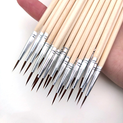 Wood Micro Detail Paint Brush, with Nylon Brush Head and Alloy Tube, for Painting Clay Tool