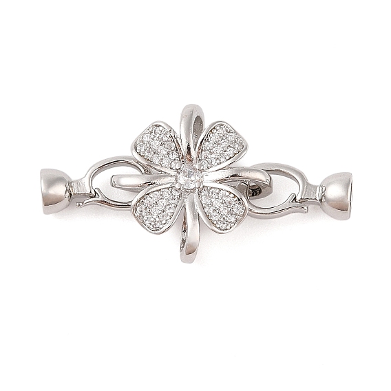 Стойка покрытие цветок латунь проложить прозрачный кубический цирконий сложить застежки, без кадмия и без свинца, долговечный