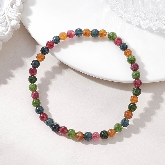 Натуральные зеленые нефритовые браслеты из бусин, имитирующих турмалин, для женщин и мужчин., круглые, окрашенные