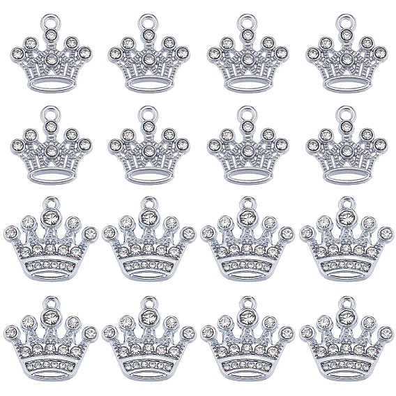 40шт 2 стиль цинковый сплав с подвесками из хрустальных страз, корона прелести
