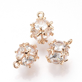 Brass Cubic Zirconia Charms, Cube