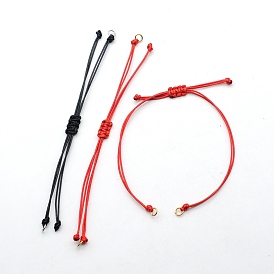  Braided Waxed Cord for DIY Bracelet Making, with 304 Stainless Steel Loop