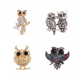 Alloy Safety Brooches, Resin Rhinestone Pin for Women, Owl
