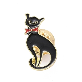 Cat Enamel Pin, Light Gold Plated Alloy Badge for Backpack Clothes