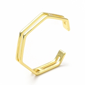 Rack Plating Brass polygon Open Cuff Bangle for Women, Lead Free & Cadmium Free