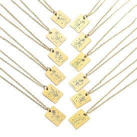304 Stainless Steel Pendant Nacklaces For Women, Cable Chain Necklaces, Real 18K Gold Plated