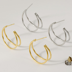 Модные 304 серьги-гвоздики из нержавеющей стали в форме буквы С