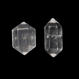 Perlas de cristal de cuarzo natural, cristal de roca, facetados, Balas hexagonales de punta doblemente terminada