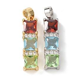 Латунные микро проложить кубического циркония подвески, прямоугольник амулеты, долговечный, красочный