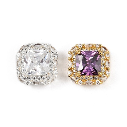 Полая стойка покрытие латунные кубические циркониевые бусины, со стеклом, долговечный, квадратный