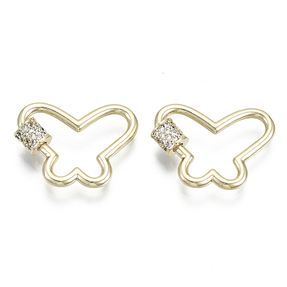 Латунные микропаве, кубический цирконий, винт, карабин, подвески с замком, для изготовления ожерелий, бабочка, без никеля , реальный 18 k позолоченный