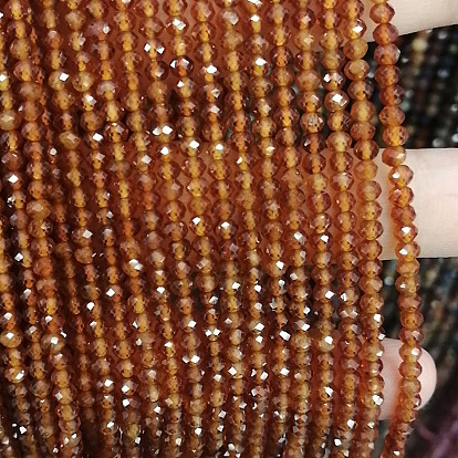 Гранат природный бисер нитей, рондель, граненые