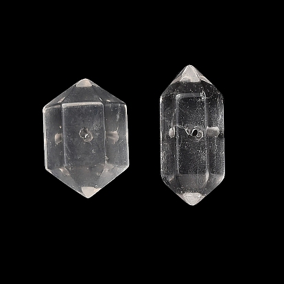 Perlas de cristal de cuarzo natural, cristal de roca, facetados, Balas hexagonales de punta doblemente terminada