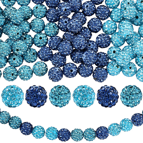 90 шт 3 стили вымощают диско-шар бусины, Бусины со стразами, полимерная глина , круглые