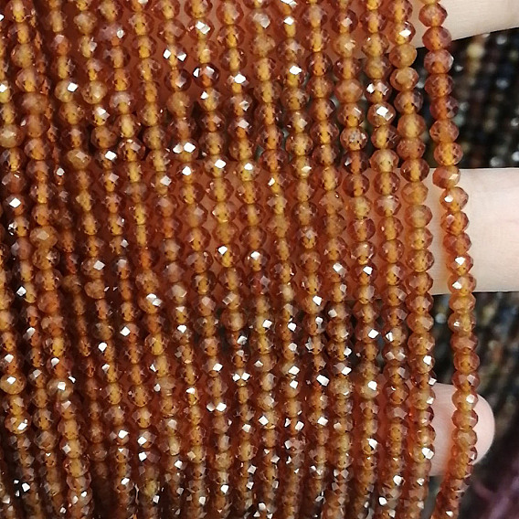 Гранат природный бисер нитей, рондель, граненые