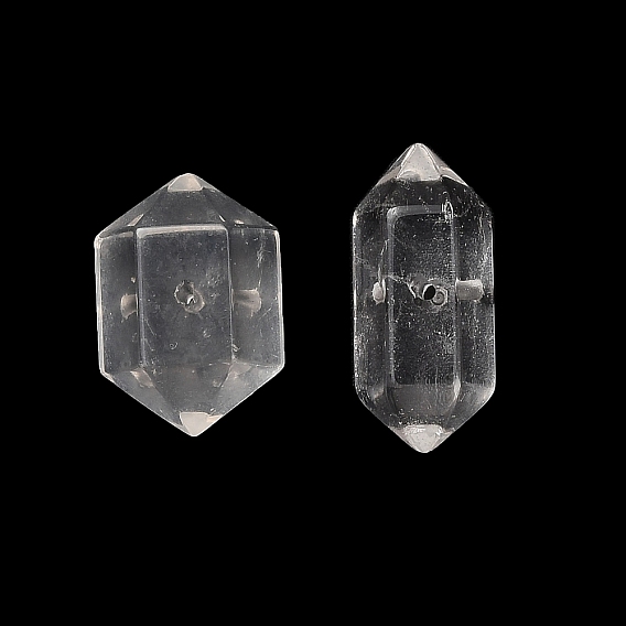 Natural Quartz Crystal Beads, Rock Crystal, Faceted, Hexagonal Double Terminated Point Bullet Beads