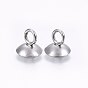 201 Stainless Steel Bead Cap Pendant Bails, for Globe Glass Bubble Cover Pendant Making