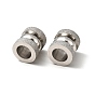 Stainless Steel Textured Beads, Large Hole Column Grooved Beads, Ion Plating (IP), 10x10mm, Hole: 6mm