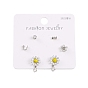 Brass Cubic Zirconia Ear Studs, With Enamel, For Women, Stud Earrings, Mixed Shapes