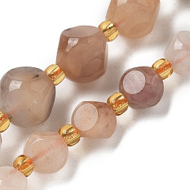 Нити натуральных золотых шелковых нефритовых бусин, с бисером, граненые, игральная кость