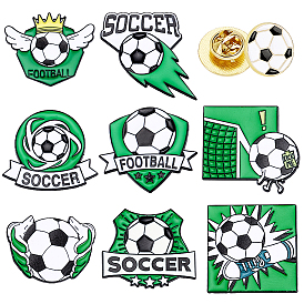 9Pcs 9 Styles Football Theme Alloy Enamel Lapel Pin Backs for Backpack Clothes
