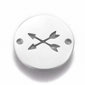 304 Stainless Steel Links Connectors, Flat Round with Double Arrow