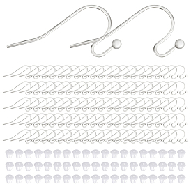 300 шт. 304 крючки для серег из нержавеющей стали, ушная проволока пастушьего крючка, с 300 пластиковыми ушными гайками