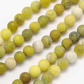 Frosted Round Natural Olive Jade Beads Strands