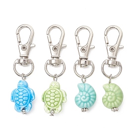 4piezas4estilos decoraciones colgantes de tortuga y caracola de porcelana hechas a mano, con cierres giratorios