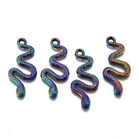 Rainbow Color Alloy Pendants, Cadmium Free & Lead Free, Snake