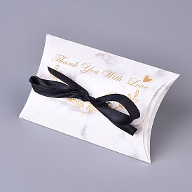 Paper Pillow Candy Boxes, with Ribbon, Wedding Favor Party Supply Gift Boxes