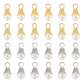 100 шт 2 цвета круглые искусственные жемчужные акриловые подвески, с железной фурнитурой