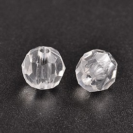 Transparent Acrylic Beads, Clear Faceted Round