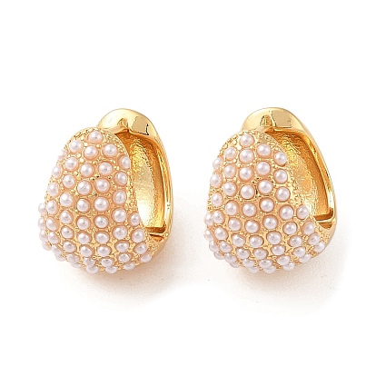 Серьги-кольца из латуни для женщин, с пластмассовой жемчужиной abs, без кадмия и без свинца, долговечный, слеза