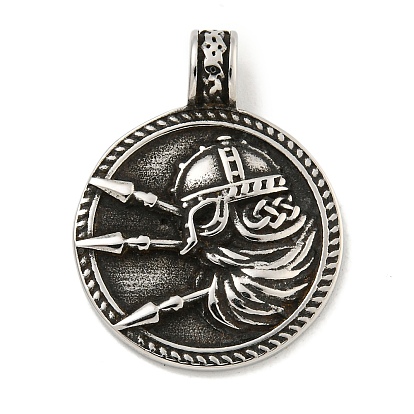 316 хирургические подвески из нержавеющей стали, плоский круглый с подвеской воина Одина