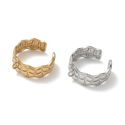 304 Stainless Steel Cuff Open Ring Setting, with Loop, Ion Plating(IP)