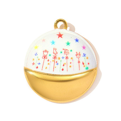 Печатные 304 подвески из нержавеющей стали, плоские круглые подвески со звездным узором, зеркальная полировка, ионное покрытие (ip), реальный 18 k позолоченный