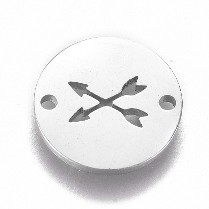 304 Stainless Steel Links Connectors, Flat Round with Double Arrow