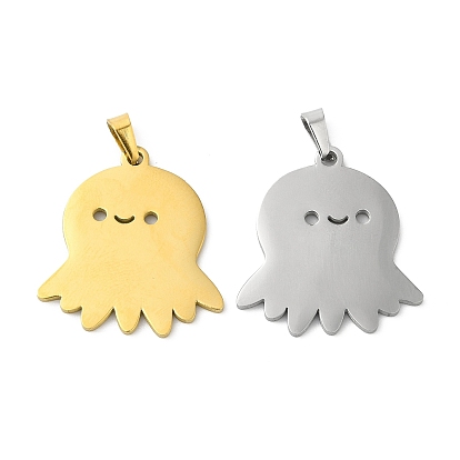 Ion Plating(IP) 304 Stainless Steel Pendants, Octopus Charm