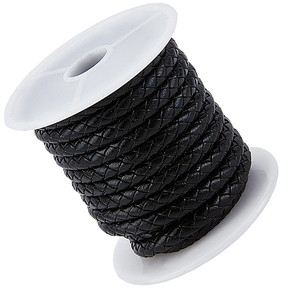 1 рулон плетеного кожаного шнура из коровьей кожи, с хлопковой нитью внутри и 1шт. белых подарочных мешочков из органзы